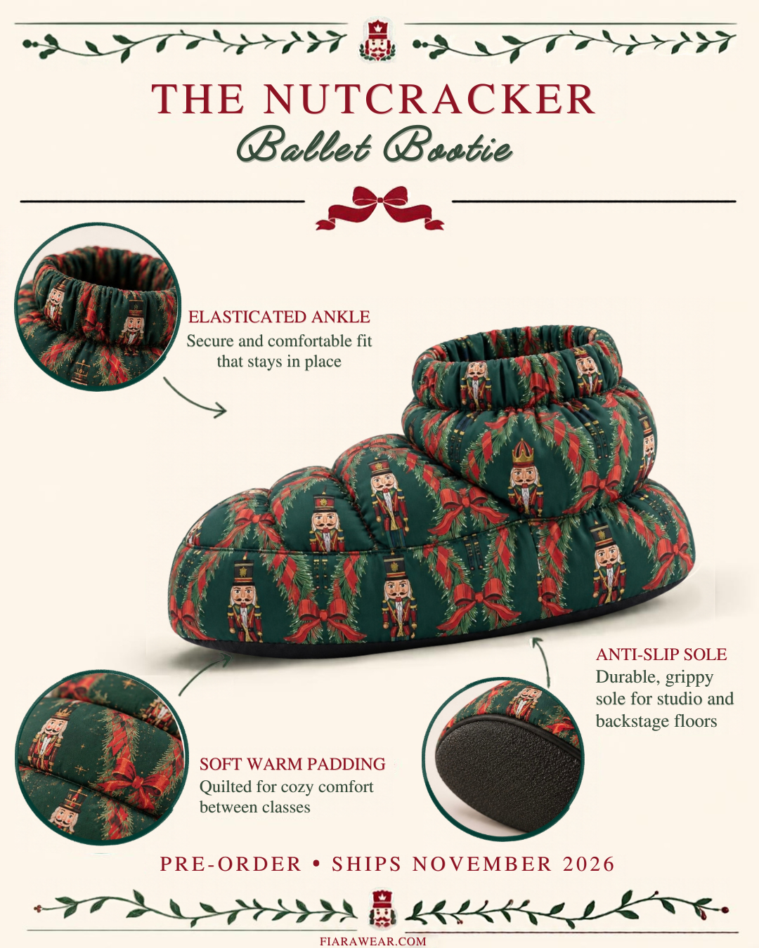 PRE ORDER - Nutcracker Garland Shortie Booties
