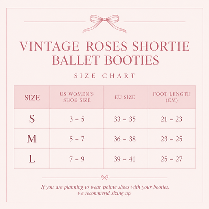 PRE ORDER- Vintage Roses Shortie Ballet Booties