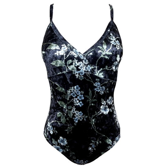 Flora in Midnight Bloom Velvet Leotard