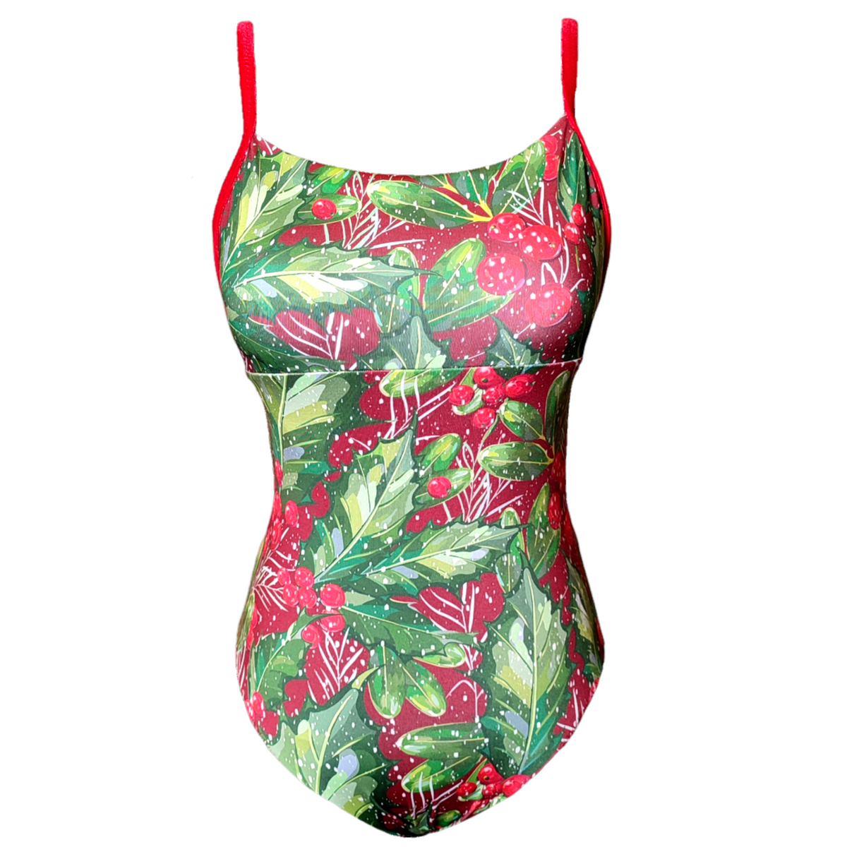 Celeste in Holly and Berries Leotard