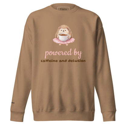 Cozy Powered by Caffeine and Delusion Warm Up Sweatshirt